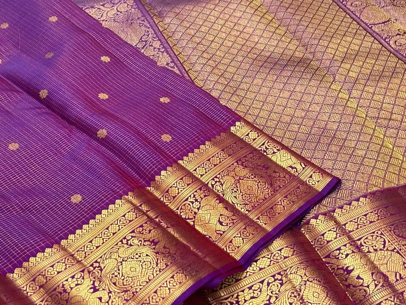Rich Purple Kanchipuram Handloom Bridal Silk Saree